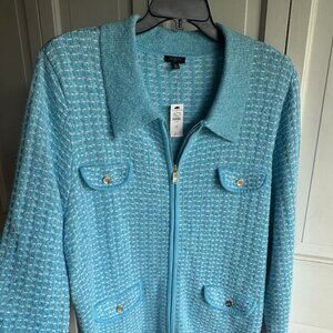 NWT $159 TALBOTS COTTON BLEND ZIP FRONT CARDIGAN PLUS SIZE 3X